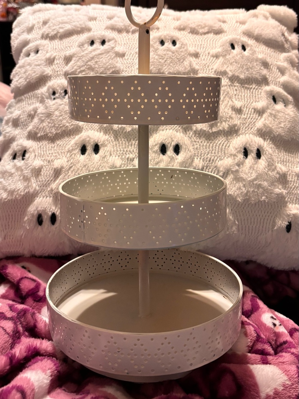 Hobby Lobby White Three-Tier Perforated Metal Stand